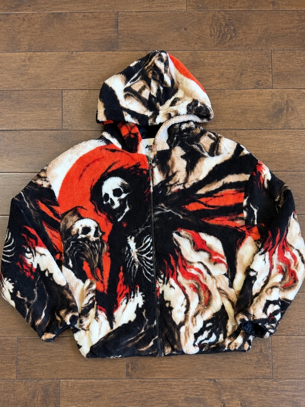 Voyage Studio Grim Reaper Skeleton Plush Hoodie NWT